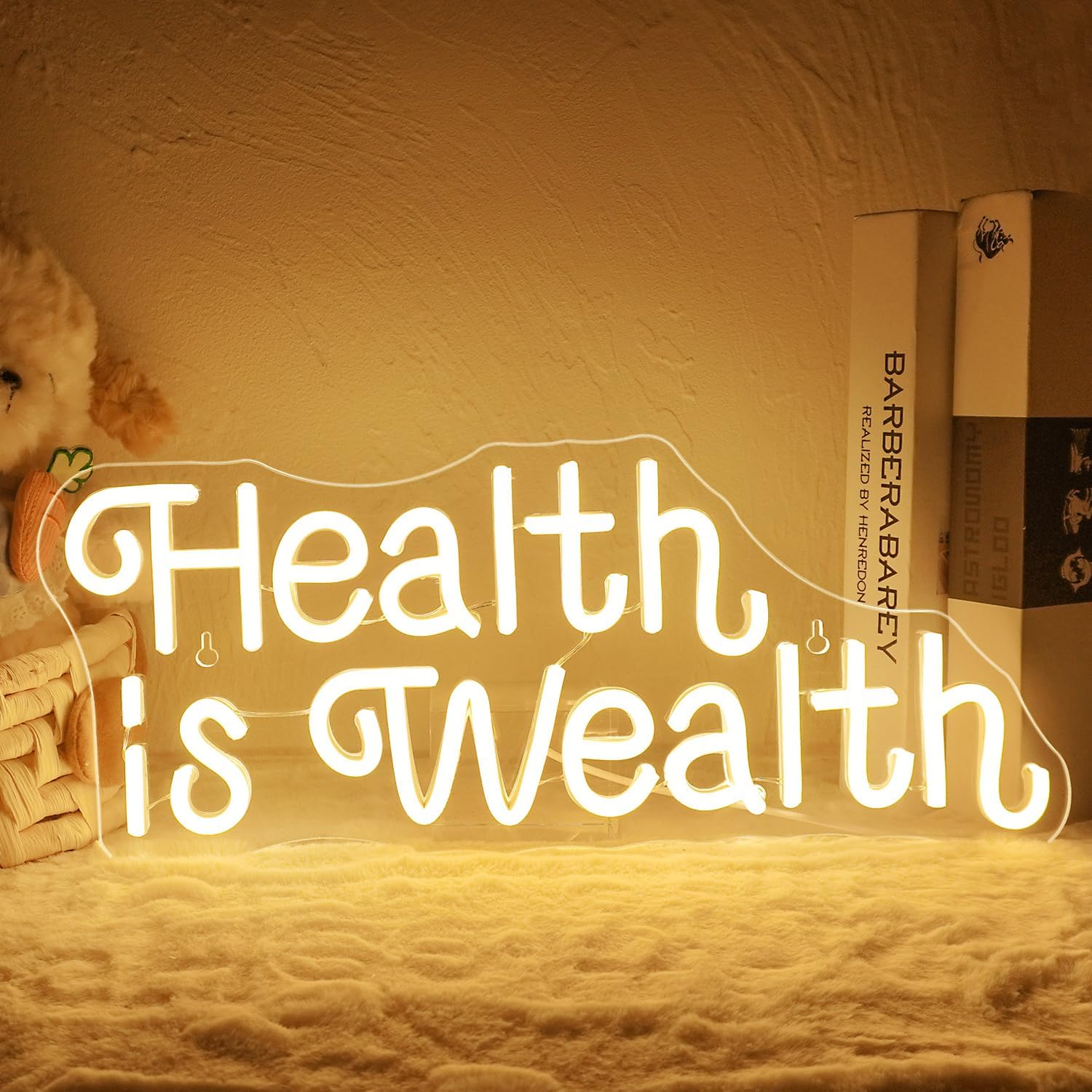 Health Wellness Office - Health is Wealth Neon Sign USB