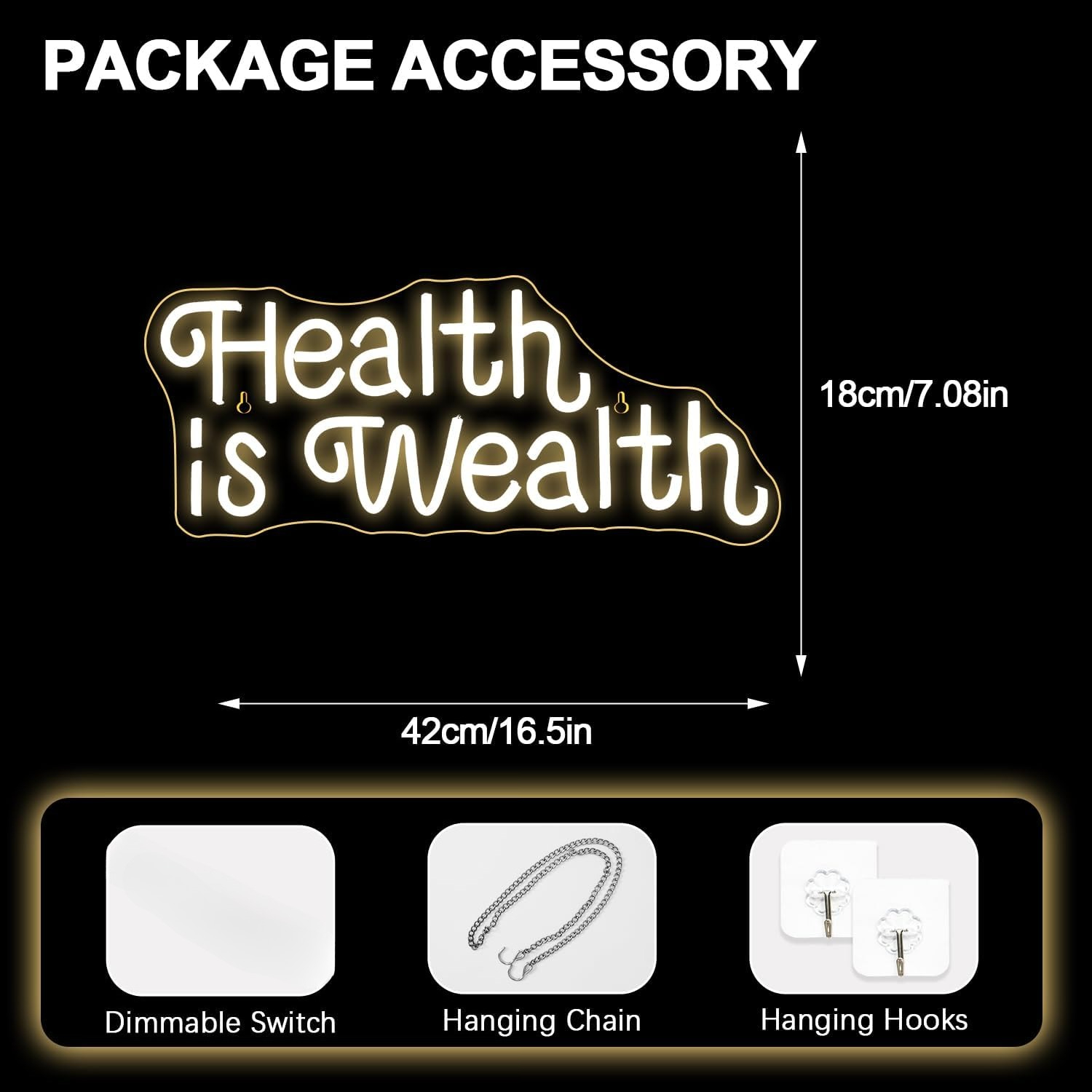 Health is Wealth Neon Sign USB - Health Wellness Office review and price