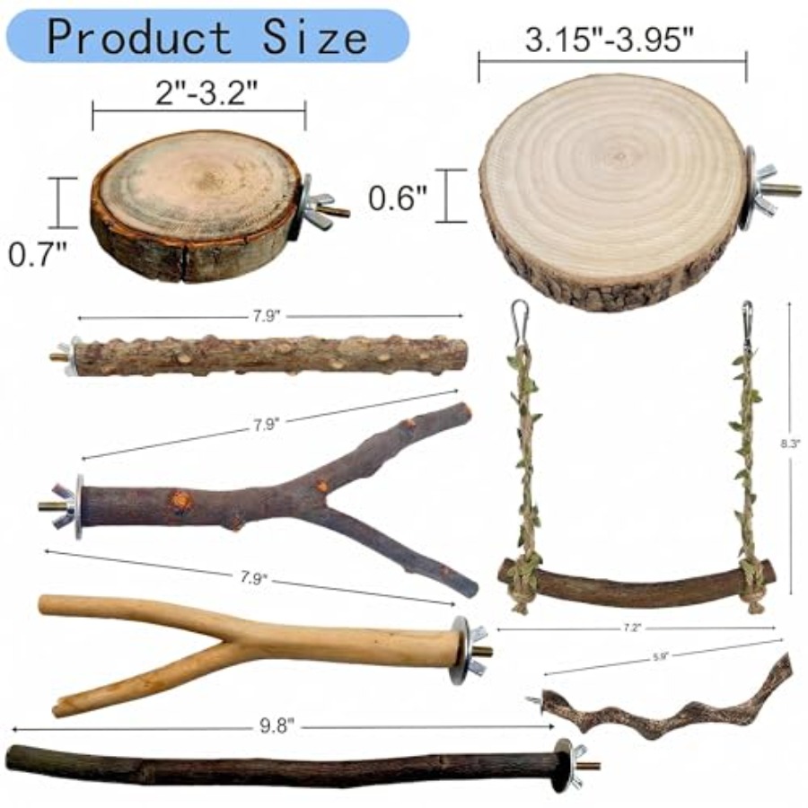 8PCS natural wood bird perches - Health & Wellness Resources review and price