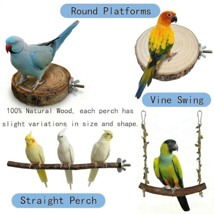 8PCS natural wood bird perches - Health & Wellness Resources review and price